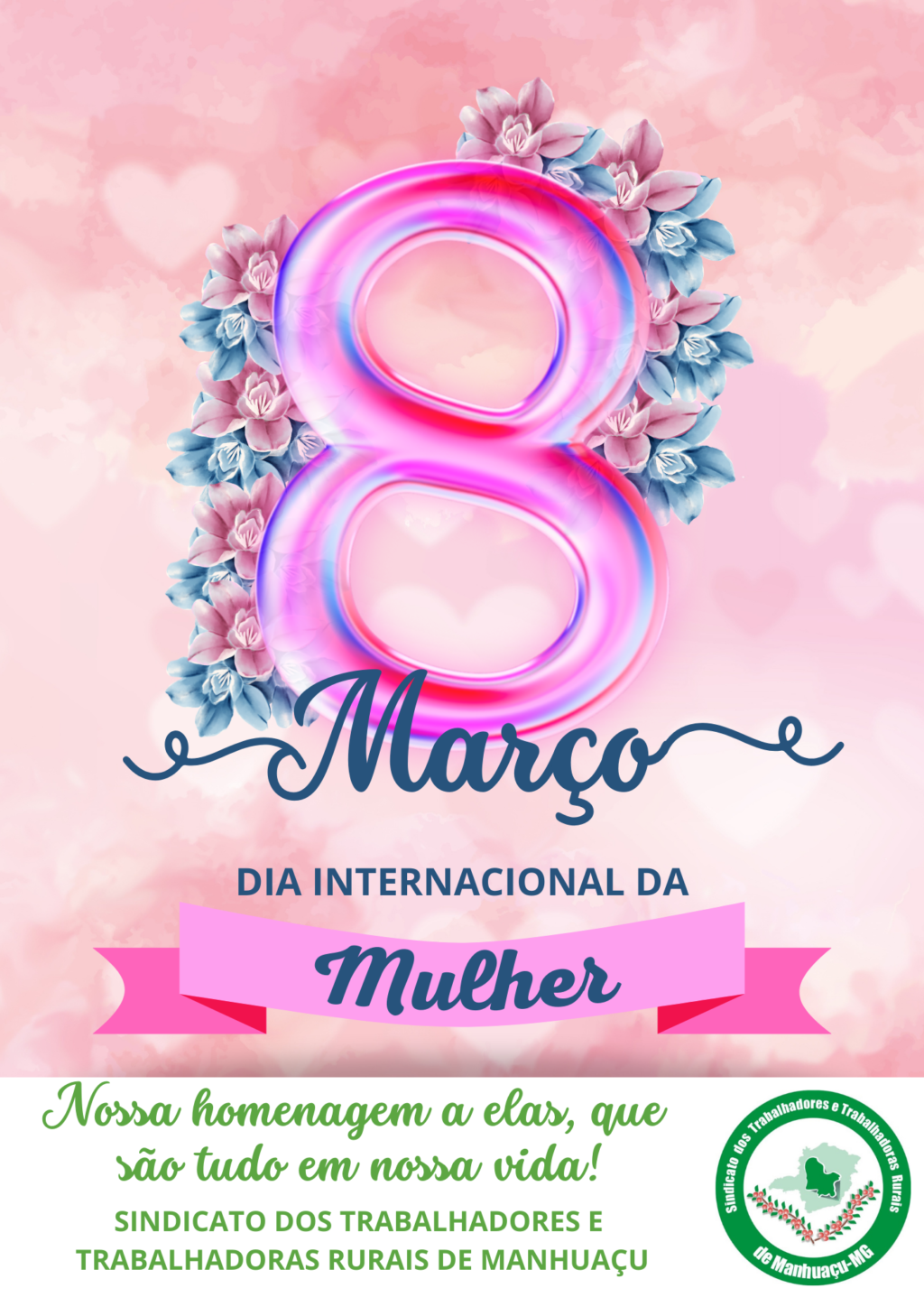 Panfleto dia internacional da mulher rosa simples